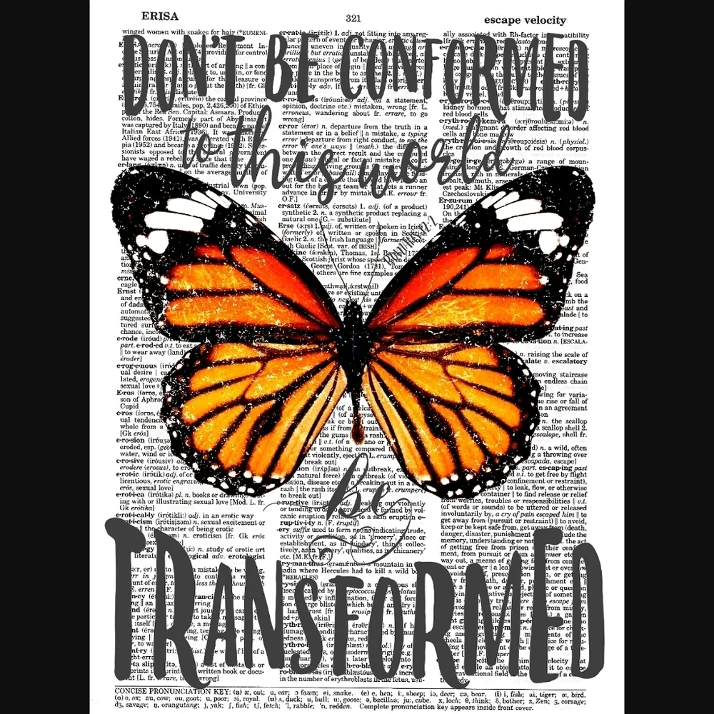 Monarch Butterfly Dictionary Art Print Bible Quote